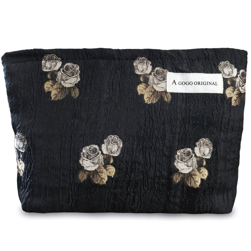 STARDW Aesthetic Floral Makeup Bag Cute Small Cosmetic Bags for Women Girls  Travel Toiletry Bag Large Capacity Zipper Makeup Pouch  Purse Organizer Pouches (Rose Vintage) - Image 1